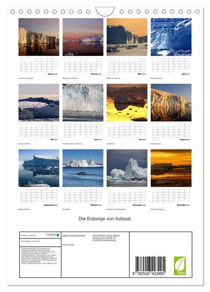 Produktbild: Die Eisberge von Ilulissat (Wandkalender 2026 DIN A4 hoch), CALVENDO Monatskalender