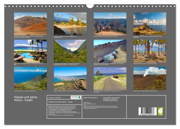 Produktbild: Hawaii und seine Aloha - Inseln (Wandkalender 2026 DIN A3 quer), CALVENDO Monatskalender