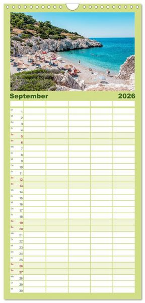 Produktbild: Familienplaner 2026 - Rhodos - Die Highlights der Insel mit 5 Spalten (Wandkalender, 21 x 45 cm) CALVENDO