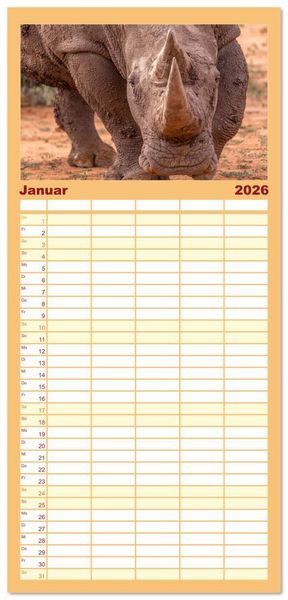 Produktbild: Familienplaner 2026 - Action in der Savanne mit 5 Spalten (Wandkalender, 21 x 45 cm) CALVENDO
