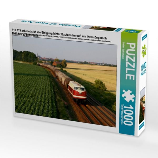 Produktbild: 118 719 arbeitet sich die Steigung hinter Bautzen herauf, um ihren Zug nach Dresden zu bef&ouml;rdern. (Puzzle)
