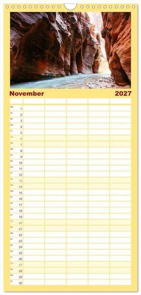 Produktbild: Familienplaner 2027 - USA S&uuml;dwesten - Atemberaubende Aussichten mit 5 Spalten (Wandkalender, 21 x 45 cm) CALVENDO