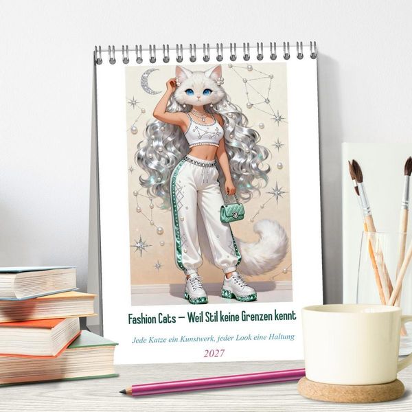 Produktbild: Fashion Cats - Weil Stil keine Grenzen kennt (Tischkalender 2027 DIN A5 hoch), CALVENDO Monatskalender
