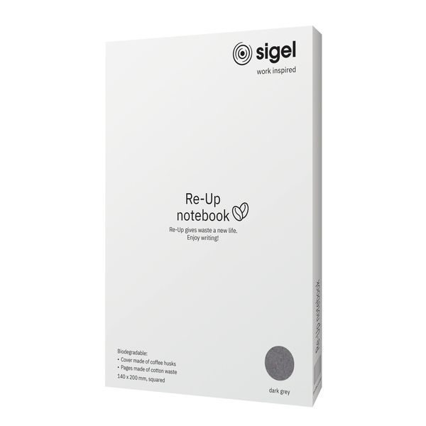 Produktbild: SIGEL RU104 Notizbuch Re-Up, ca. A5, kariert, Softcover, dunkelgrau, 100 S.