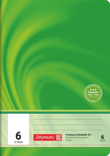 Produktbild: Brunnen Schulheft Premium Vivendi | A5, Lineatur 6, 32 Blatt, gr&uuml;n