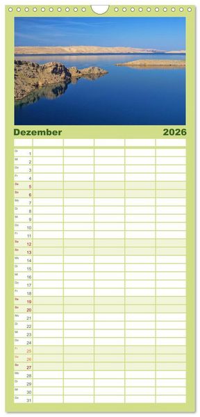 Produktbild: Familienplaner 2026 - Kvarner Golf - Kroatien mit 5 Spalten (Wandkalender, 21 x 45 cm) CALVENDO