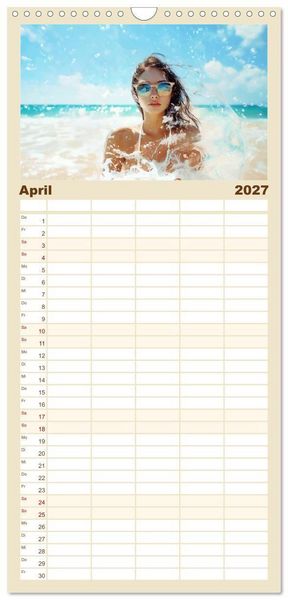 Produktbild: Familienplaner 2027 - Entspannen am Strand mit 5 Spalten (Wandkalender, 21 x 45 cm) CALVENDO