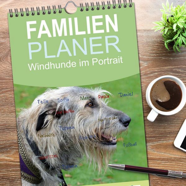 Produktbild: Familienplaner 2026 - Windhunde im Portrait mit 5 Spalten (Wandkalender, 21 x 45 cm) CALVENDO