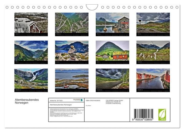 Produktbild: Atemberaubendes Norwegen (Wandkalender 2026 DIN A4 quer), CALVENDO Monatskalender