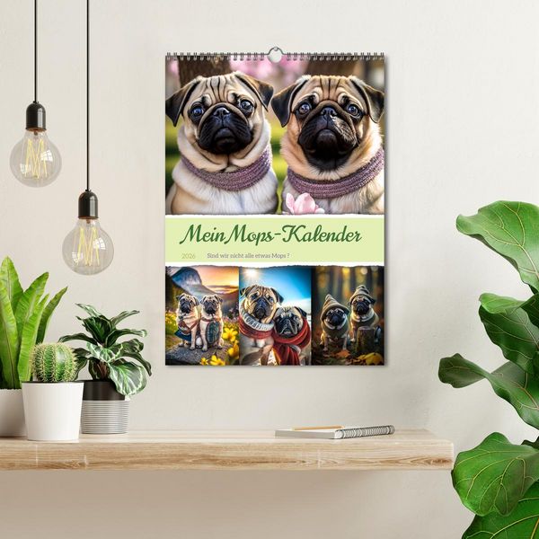 Produktbild: Mein Mops-Kalender (Wandkalender 2026 DIN A3 hoch), CALVENDO Monatskalender