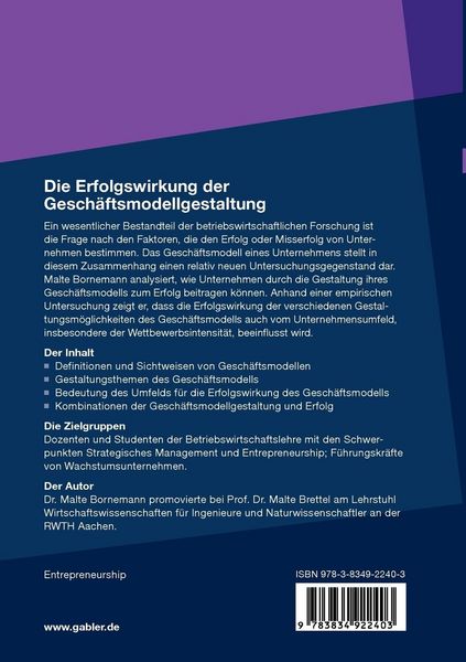 Produktbild: Die Erfolgswirkung der Gesch&auml;ftsmodellgestaltung