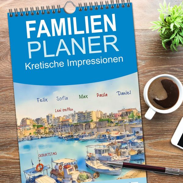 Produktbild: Familienplaner 2026 - Kretische Impressionen mit 5 Spalten (Wandkalender, 21 x 45 cm) CALVENDO