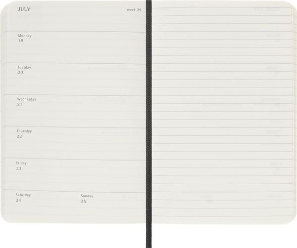 Produktbild: Moleskine 18 Monate Wochenkalender 2026/2027, P/A6, 1 Wo = 1 Seite, Rechts Linierte Seite, Weicher Einband, Schwarz