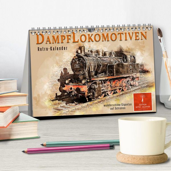 Produktbild: Dampflokomotiven - wundersch&ouml;ne Giganten auf Schienen (Tischkalender 2026 DIN A5 quer), CALVENDO Monatskalender