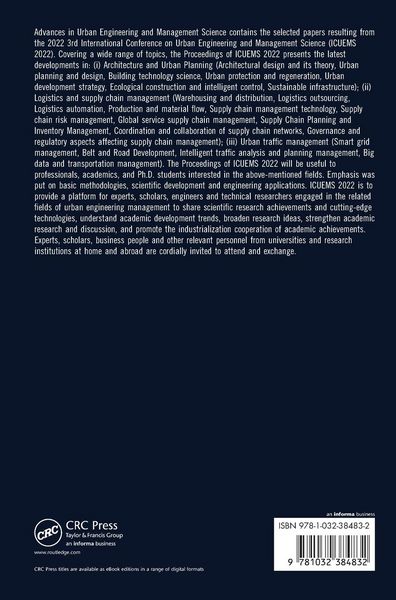 Produktbild: Advances in Urban Engineering and Management Science Volume 2