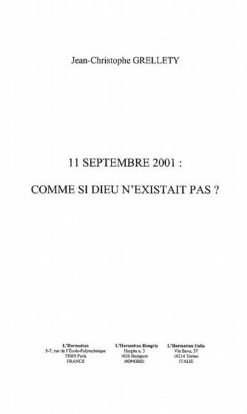 Produktbild: 11 septembre 2001 comme si dieu n'exista
