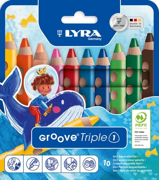 LYRA Aquarellstifte Groove Triple 1 10 Stück Kartonetui