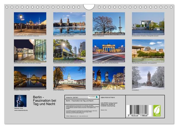 Produktbild: Berlin - Faszination bei Tag und Nacht (Wandkalender 2027 DIN A4 quer), CALVENDO Monatskalender