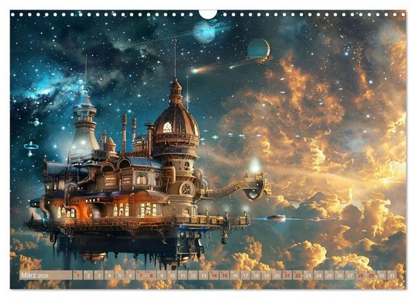 Produktbild: Steampunk im Weltall (Wandkalender 2026 DIN A3 quer), CALVENDO Monatskalender