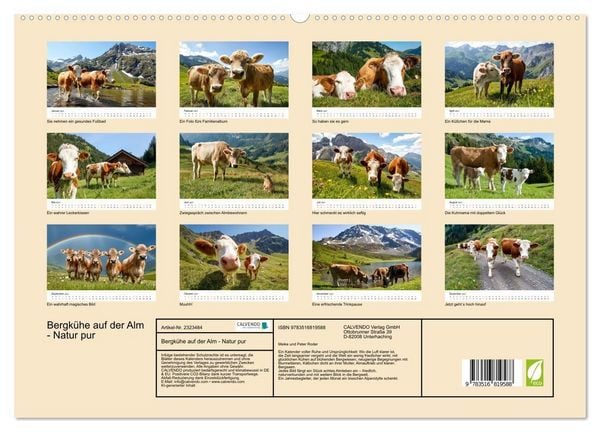 Produktbild: Bergk&uuml;he auf der Alm - Natur pur (hochwertiger Premium Wandkalender 2027 DIN A2 quer), Kunstdruck in Hochglanz
