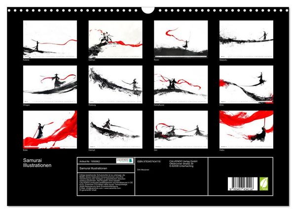 Produktbild: Samurai Illustrationen (Wandkalender 2026 DIN A3 quer), CALVENDO Monatskalender