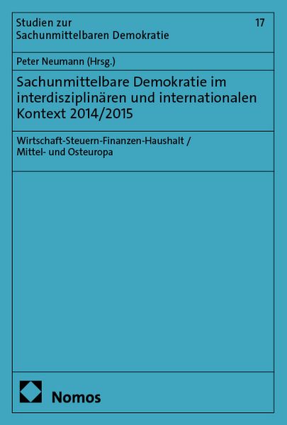 Produktbild: Sachunmittelbare Demokratie im interdisziplin&auml;ren und internationalen Kontext 2014/2015