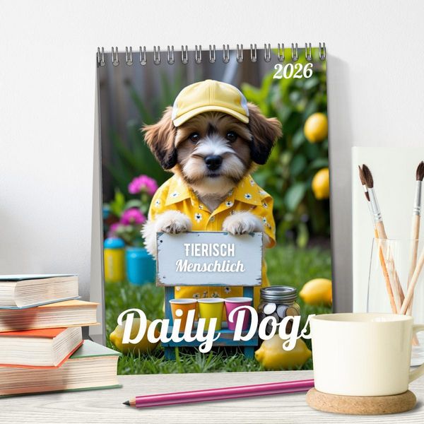 Produktbild: Daily Dogs &ndash; Tierisch menschlich (Tischkalender 2026 DIN A5 hoch), CALVENDO Monatskalender