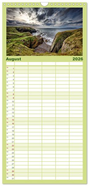 Produktbild: Familienplaner 2026 - Irland - Zauberhafte Insel in gr&uuml;n mit 5 Spalten (Wandkalender, 21 x 45 cm) CALVENDO