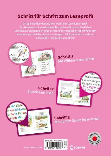 Produktbild: Lesenlernen in 3 Schritten - Die sch&ouml;nsten Geschichten von Feen, Einh&ouml;rnern und Meerm&auml;dchen
