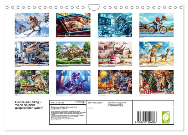 Produktbild: Dinosaurier-Alltag - Wenn sie nicht ausgestorben w&auml;ren! (Wandkalender 2026 DIN A4 quer), CALVENDO Monatskalender