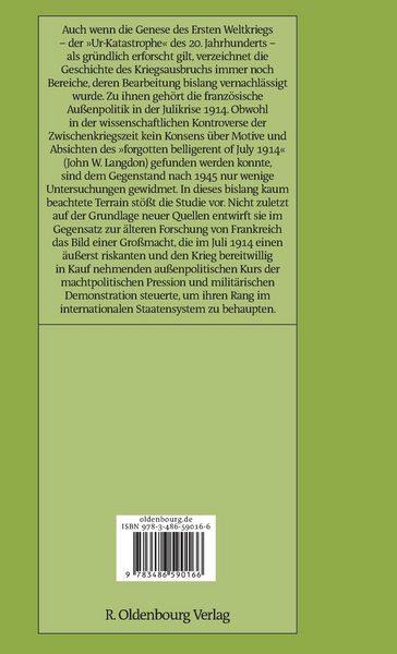 Produktbild: Frankreichs Au&szlig;enpolitik in der Julikrise 1914