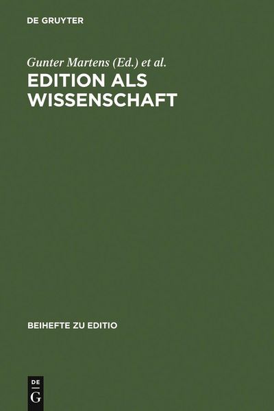 Produktbild: Edition als Wissenschaft