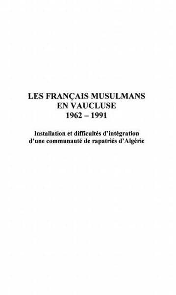 Produktbild: Les Francais musulmans en Vaucluse 1962-1991