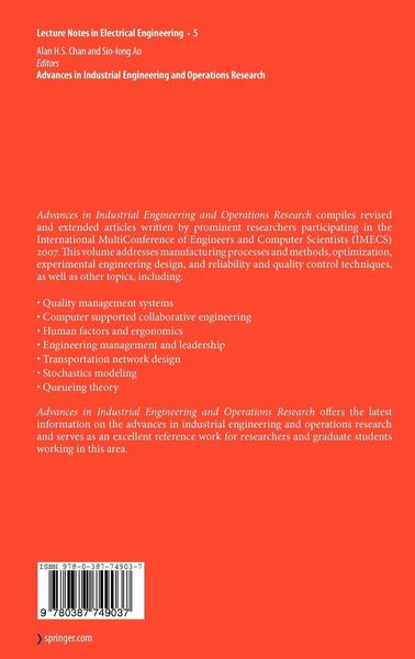 Produktbild: Advances in Industrial Engineering and Operations Research