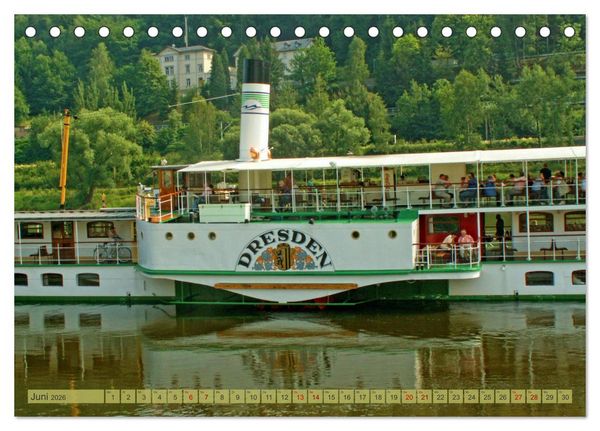 Produktbild: Seitenraddampfer &ndash; In Sachsen von K&ouml;nigstein bis Bad Schandau (Tischkalender 2026 DIN A5 quer), CALVENDO Monatskalender