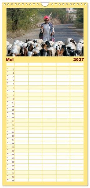 Produktbild: Familienplaner 2027 - Indiens Gesichter mit 5 Spalten (Wandkalender, 21 x 45 cm) CALVENDO