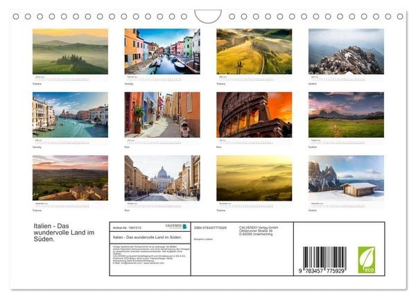 Produktbild: Italien - Das wundervolle Land im S&uuml;den. (Wandkalender 2026 DIN A4 quer), CALVENDO Monatskalender