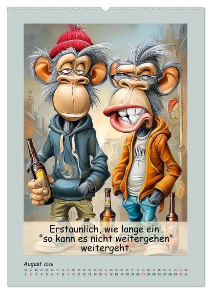 Produktbild: Affengeil. Humor aus dem Gro&szlig;stadtdschungel (hochwertiger Premium Wandkalender 2026 DIN A2 hoch), Kunstdruck in Hochglanz