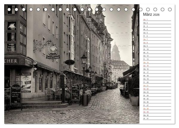 Produktbild: Dresden Schwarz-Wei&szlig; (Tischkalender 2026 DIN A5 quer), CALVENDO Monatskalender