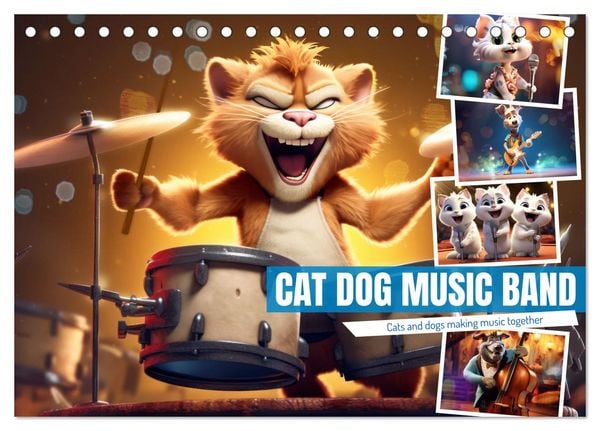 Produktbild: Cat dog music band (Desk Calendar 2026 DIN A5 landscape), CALVENDO 12 Month DeskCalendar