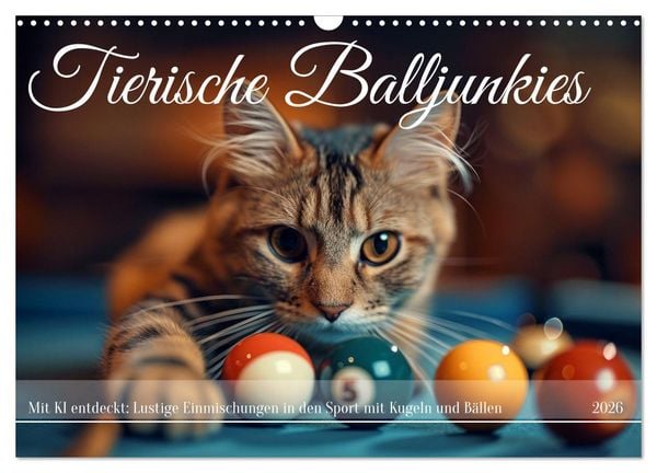 Tierische Balljunkies (Wandkalender 2026 DIN A3 quer), CALVENDO Monatskalender