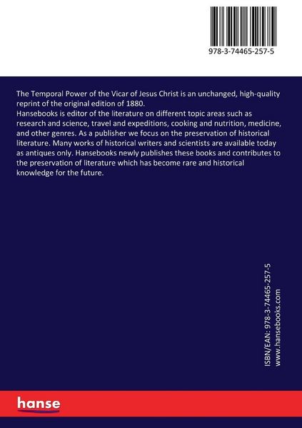 Produktbild: The Temporal Power of the Vicar of Jesus Christ