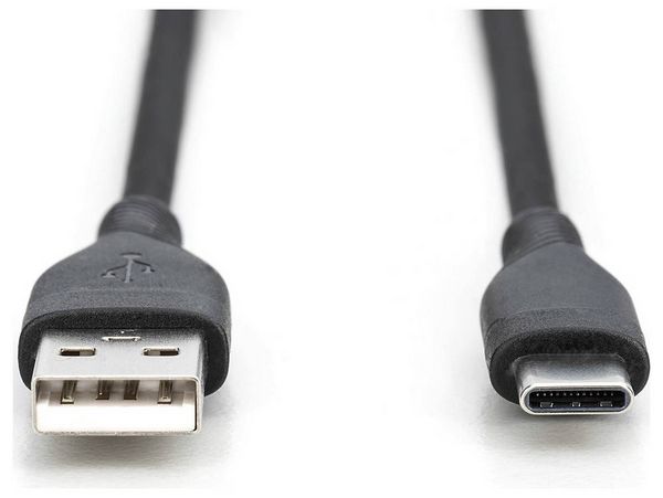 Produktbild: Digitus USB-Kabel USB 2.0 USB-A Stecker, USB-C&reg; Stecker 0.50 m Schwarz Flexibel, hochflexibel, mit USB, Silikon, exzellente Alterungseigenschaften,