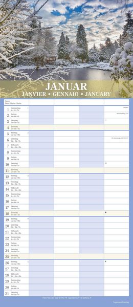 Gärten 2026 Familienplaner - Wandkalender - Familienkalender - 19,5x45