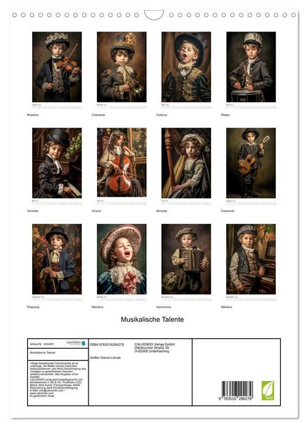 Produktbild: Musikalische Talente (Wandkalender 2026 DIN A3 hoch), CALVENDO Monatskalender