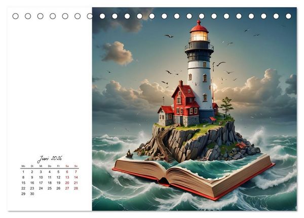 Produktbild: Fantastische surreale B&uuml;cherwelten (Tischkalender 2026 DIN A5 quer), CALVENDO Monatskalender