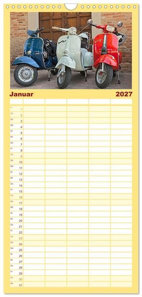 Produktbild: Familienplaner 2027 - Vespa Liebe mit 5 Spalten (Wandkalender, 21 x 45 cm) CALVENDO