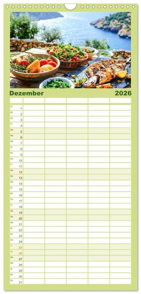 Produktbild: Familienplaner 2026 - Mediterrane K&uuml;che mit 5 Spalten (Wandkalender, 21 x 45 cm) CALVENDO