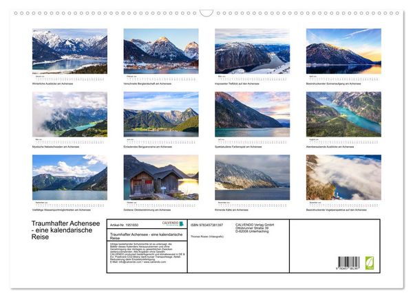 Produktbild: Traumhafter Achensee - eine kalendarische Reise (Wandkalender 2026 DIN A2 quer), CALVENDO Monatskalender