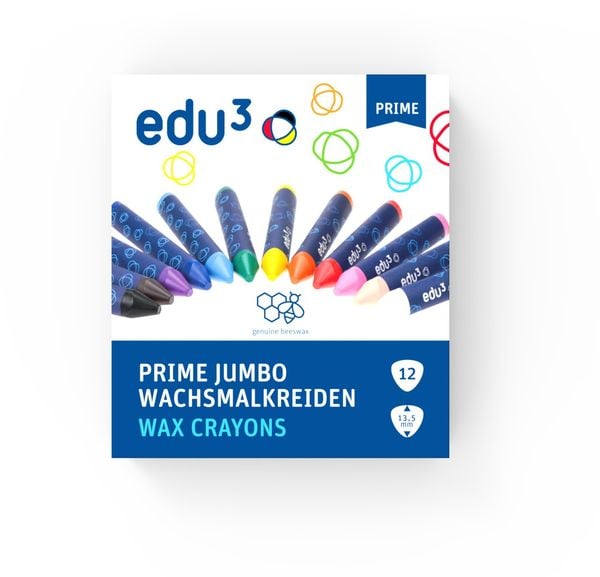 Produktbild: edu&sup3; PRIME Jumbo Wachsmalkreide, 12er Set